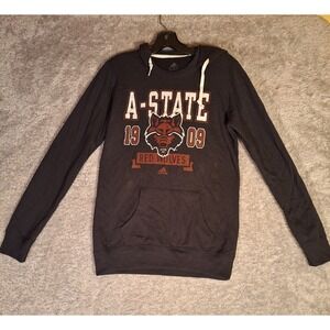 Adidas Arkansas State Red Wolves Fleece Hoodie Black Womens Small NWT B831W